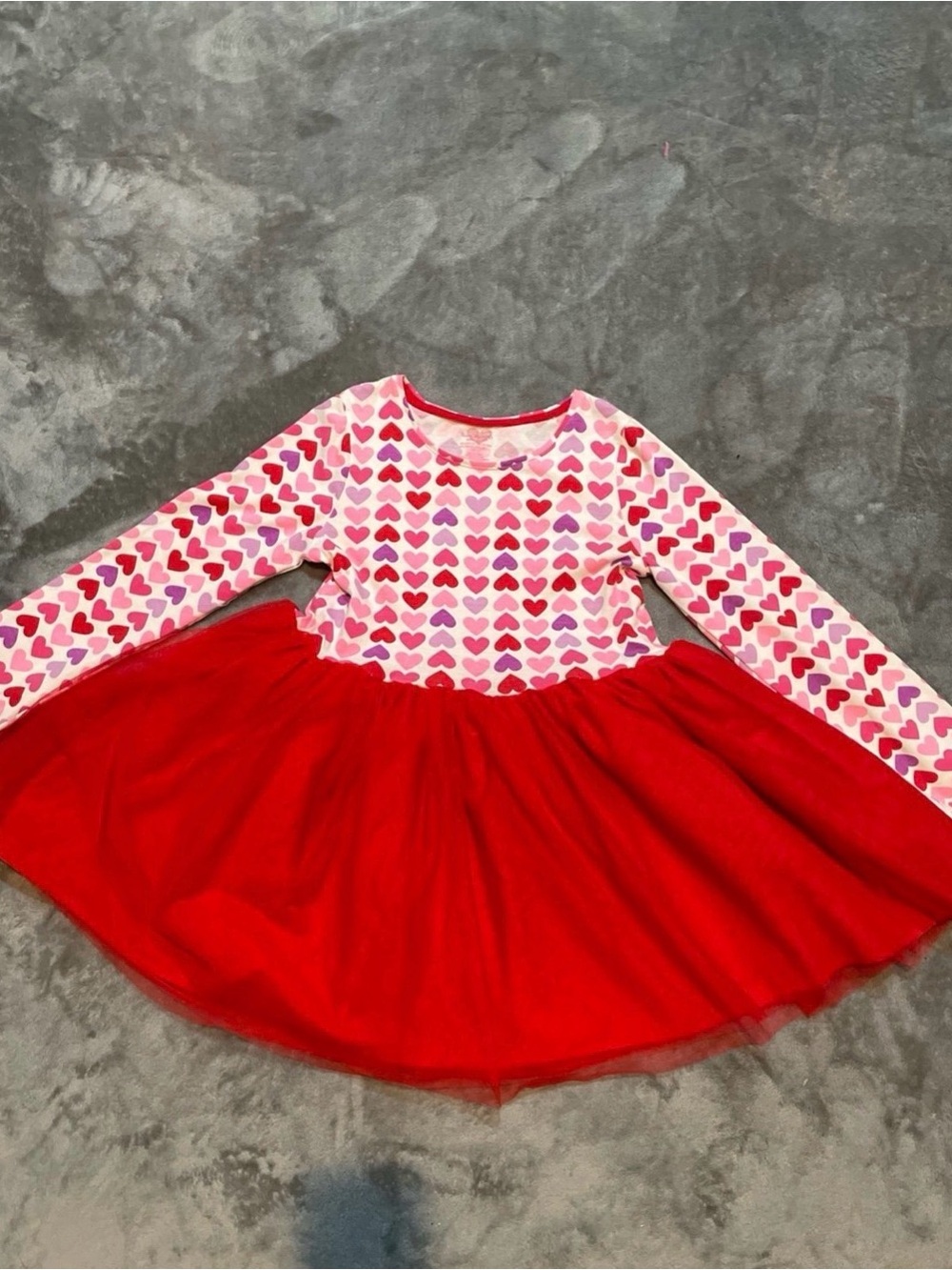 Cat & Jack Pink and Red Heart-Print Twirl Dress